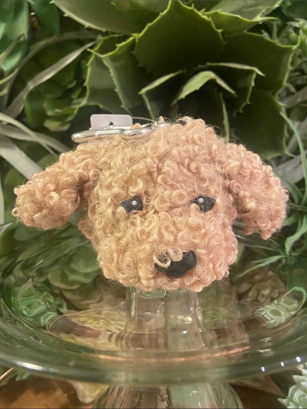 Bath & Body Works Beige Curly Dog Plush PocketBac Keychain